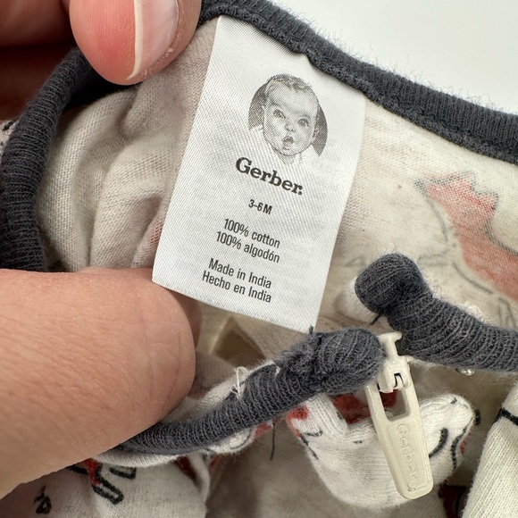 Lot of 5 3-6 Month Zippered Sleepers 100% Cotton Pajamas casual Gerber - Picture 6 of 9
